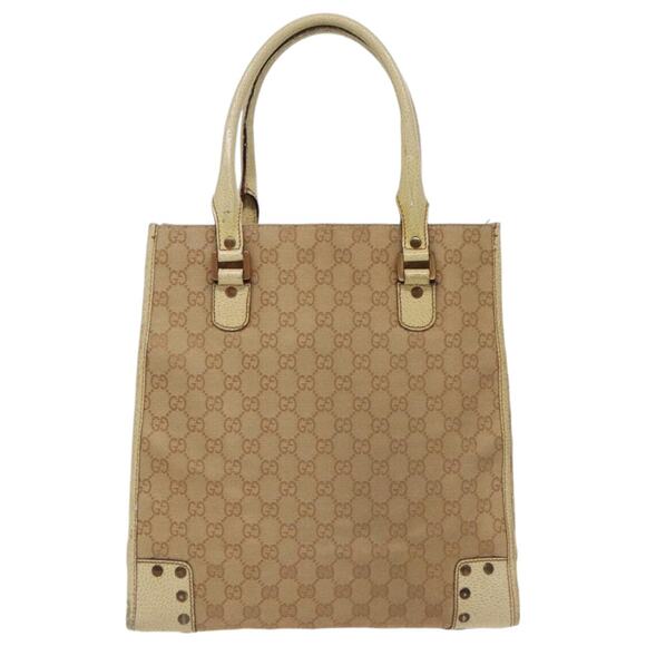 GUCCI GG Canvas Tote Bag Beige Gold - Picture 2 of 16